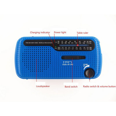 1Pcs Orange Emergency Radio, Solar Hand Crank Radio with LED Flashlight ...