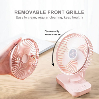 1PCS Pink Small Desk Fan 4000mAh Rechargeable USB Fan Battery Operated