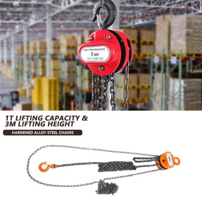 1T Chain Puller Block Hoist with Hook-Hand Tool for Lifting Chains