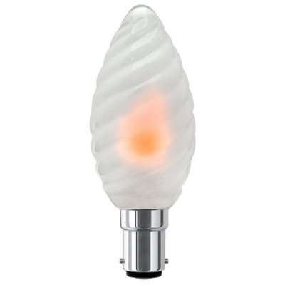1W LED Twisted Opal Glass Flicker Flame Candle Light Bulb B15