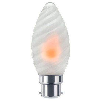 1W LED Twisted Opal Glass Flicker Flame Candle Light Bulb B22