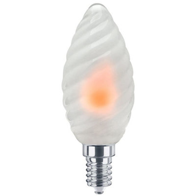 1W LED Twisted Opal Glass Flicker Flame Candle Light Bulb E14