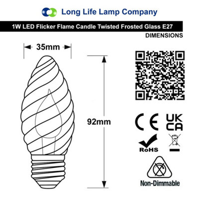 1W LED Twisted Opal Glass Flicker Flame Candle Light Bulb E27