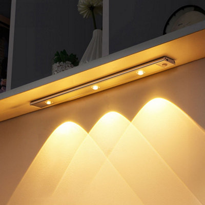 1W Smart Sensor Wardrobe Cabinet Light Rechargable LED Motion Sensor Light Tri Tone temperature 400mm  L