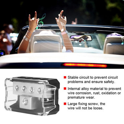 1x 0GA In&4x 4GA Out Car Audio Power Supply Distribution Block Splitter
