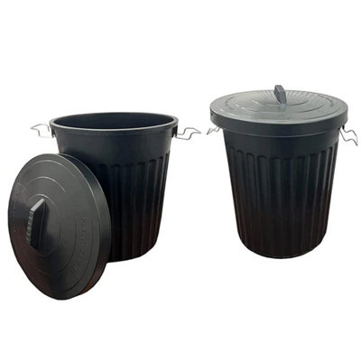 1x 100 Litre Strong Black Large Capacity Waterproof Dustbin With Strong Metal Clip Lid