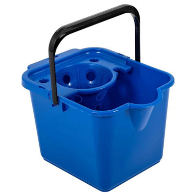 1x 12 Litre Capacity Blue Coloured Floor Cleaning Mop Buckets With Pouring Lip