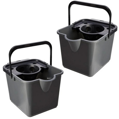 1x 12 Litre Capacity Metallic Coloured Floor Cleaning Mop Buckets With Pouring Lip