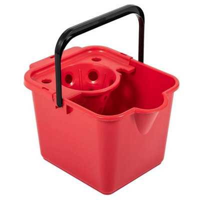 1x 12 Litre Capacity Red Coloured Floor Cleaning Mop Buckets With Pouring Lip - 3