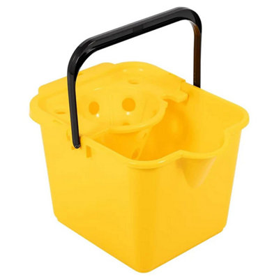 1x 12 Litre Capacity Yellow Coloured Floor Cleaning Mop Buckets With Pouring Lip