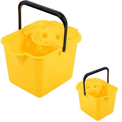 1x 12 Litre Capacity Yellow Coloured Floor Cleaning Mop Buckets With Pouring Lip
