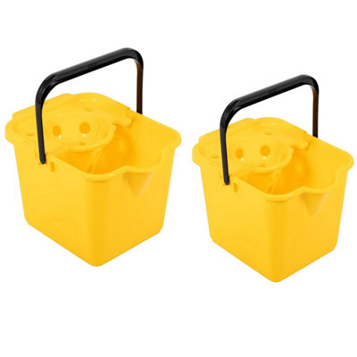 1x 12 Litre Capacity Yellow Coloured Floor Cleaning Mop Buckets With Pouring Lip - 3