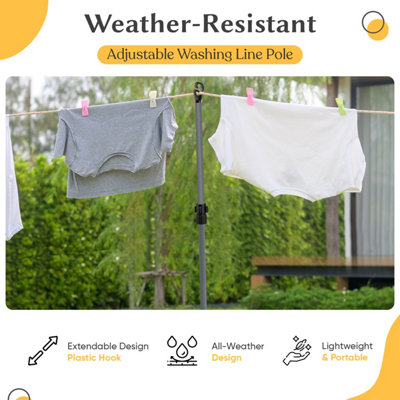 1x 2.6m Wash Line Prop Pole Heavy Duty Outdoor Extendable Clothes Line ...