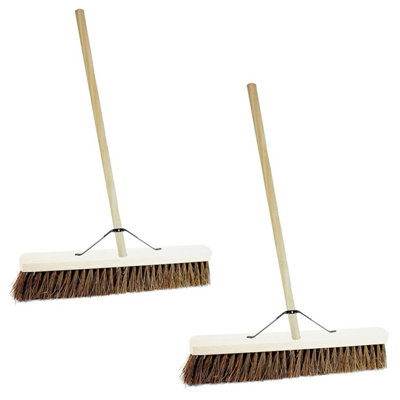 1x 24" Bassine Hard Bristle Indoor Outdoor Garage & Yard Broom Hard Bristle Sweeping Brush With Long Handle - 3