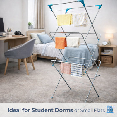 1x 3 Tier Clothes Airer Drying Rack 24 Rails Foldable Indoor Outdoor ...