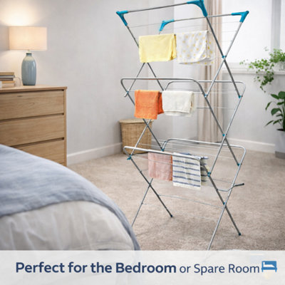 1x 3 Tier Clothes Airer Drying Rack 24 Rails Foldable Indoor Outdoor ...