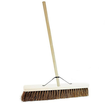 1x 36" Bassine Hard Bristle Indoor Outdoor Garage & Yard Broom Hard Bristle Sweeping Brush With Long Handle