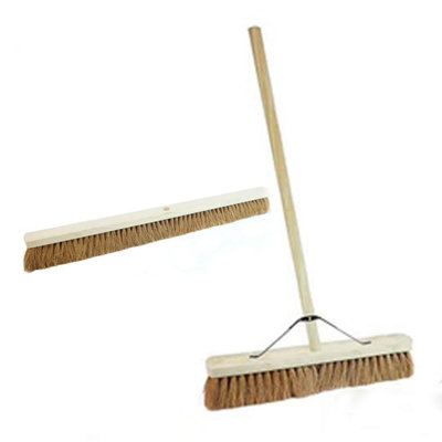 1x 36" Coco Soft Bristle Indoor Outdoor Garage & Yard Broom Soft Bristle Sweeping Brush With Long Handle