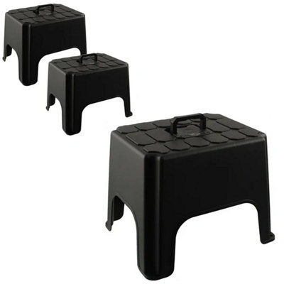 1x Black Non-Slip Handy Stepping Stool For Home Kitchen & Workplaces ...