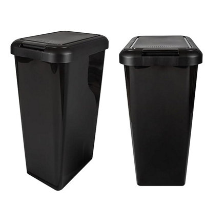 1x Black Rubbish Waste Recycling Moda Waste Bin Tall Compact 45L For Home & Kitchen With Special Lid