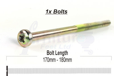 1x BRASS BOLT PART THREADED ROD FOR CASTOR WHEELS 180mm With M8 Tnut