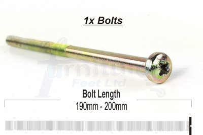 1x BRASS BOLT PART THREADED ROD FOR CASTOR WHEELS 200mm With M8 Tnut