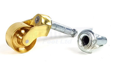 1x BRASS CASTOR & SOCKET PUSH IN CASTORS 32mm BRASS GRIP NECK CASTORS  FURNITURE BEDS SOFAS CHAIRS STOOLS