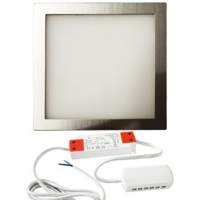 1x BRUSHED NICKEL Ultra-Slim Square Under Cabinet Kitchen Light & Driver Kit - Warm White LED