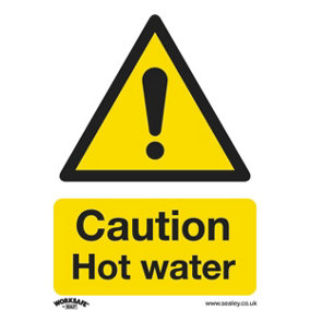 1x CAUTION HOT WATER Health & Safety Sign Rigid Plastic 75 x 100mm Warning