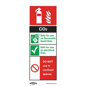 1x CO2 FIRE EXTINGUISHER Health & Safety Sign - Self Adhesive 75 x 210mm Sticker