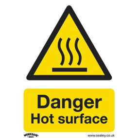 1x DANGER HOT SURFACE Health & Safety Sign - Self Adhesive 75 x 100mm Sticker