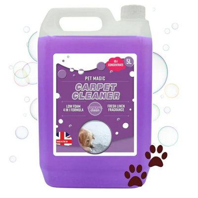 1x Dog Stain & Odour Remover 5 Litre Pet Carpet Cleaning Shampoo With a Fresh Linen Fragrance