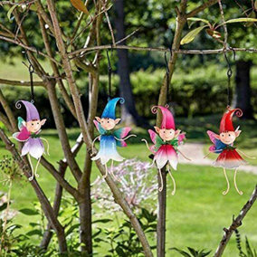 1x Fairy Garden Ornament Pixie Figures Metal Hanging Outdoor Decoration Elves