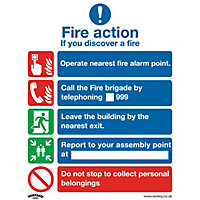 1x FIRE ACTION NO LIFT Health & Safety Sign - Self Adhesive 200 x 250mm Sticker