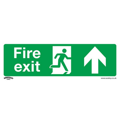 1x FIRE EXIT (UP) Health & Safety Sign - Self Adhesive 300 x 100mm ...