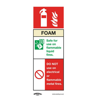 1x FOAM FIRE EXTINGUISHER Safety Sign - Self Adhesive 75 x 210mm Sticker