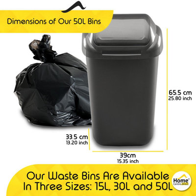 1x Grapphite Lift Top Waste Bin 50 lt ( Standard ) - 3