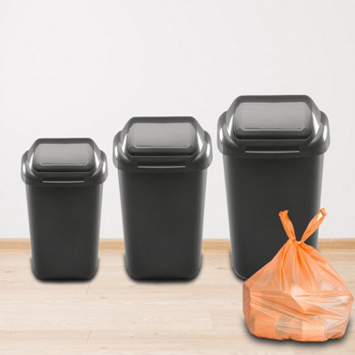 1x Grapphite Lift Top Waste Bin 50 lt ( Standard ) - 6