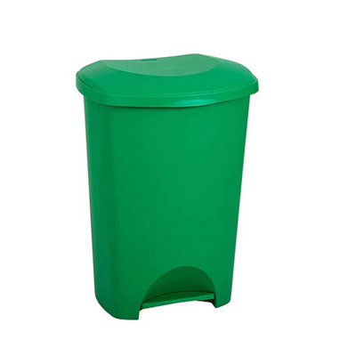 1x Green 50 Litre Strong Plastic Hard Wearing Coloured Recycling Bins Complete With Lids