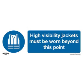 1x HI-VIS JACKETS MUST BE WORN Safety Sign - Self Adhesive 300 x 100mm Sticker