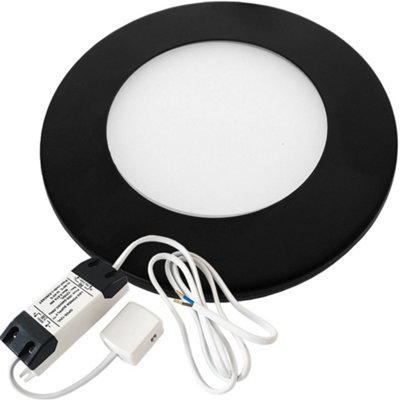 1x MATT BLACK Ultra-Slim Round Under Cabinet Kitchen Light & Driver Kit ...
