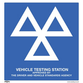 1x MOT TESTING STATION Safety Sign - Aluminium Metal 600 x 625mm Warning Plate