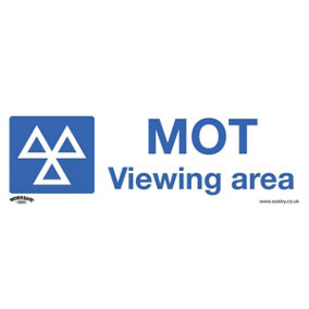1x MOT VIEWING AREA Health & Safety Sign - Self Adhesive 300 x 100mm Sticker