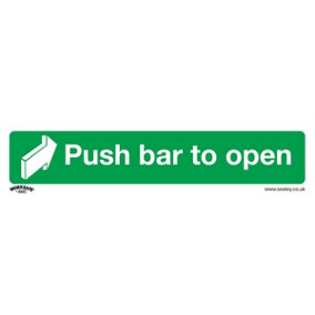 1x PUSH BAR TO OPEN Health & Safety Sign - Self Adhesive 300 x 70mm Sticker