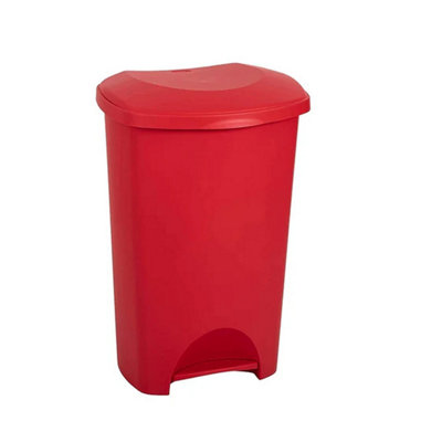 1x Red 50 Litre Strong Plastic Hard Wearing Coloured Recycling Bins Complete With Lids