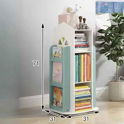 1x Rotating Cartoon Books Rack Floor Simple Child Book Shelf for Home ...