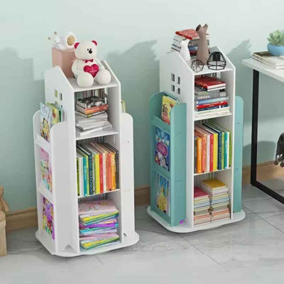 1x Rotating Cartoon Books Rack Floor Simple Child Book Shelf for Home ...