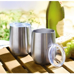 1x Stainless Steel 350ml Tumbler - Home or Travel Double Walled Insulated Hot or Cold Drinks Holder with Lid & Sip Valve