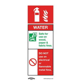 1x WATER FIRE EXTINGUISHER Safety Sign - Self Adhesive 75 x 210mm Sticker
