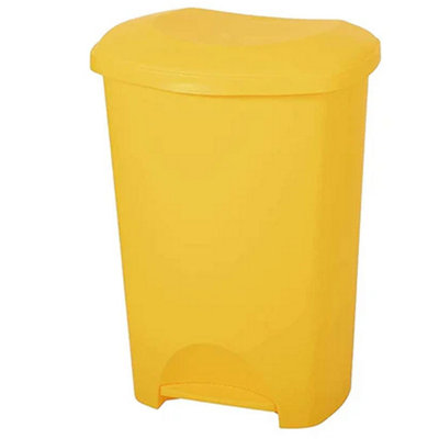 1x Yellow 50 Litre Strong Plastic Hard Wearing Coloured Recycling Bins Complete With Lids